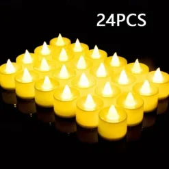 24/50pcs LED Electronic Candle Lamp, Round White Shell Nightlight, Small LED Light, For Valentine's Day, Christmas, Various Holiday Decoration