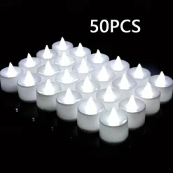 24/50pcs LED Electronic Candle Lamp, Round White Shell Nightlight, Small LED Light, For Valentine's Day, Christmas, Various Holiday Decoration