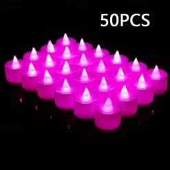 24/50pcs LED Electronic Candle Lamp, Round White Shell Nightlight, Small LED Light, For Valentine's Day, Christmas, Various Holiday Decoration