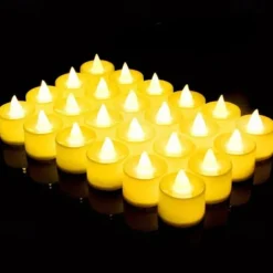 24/50pcs LED Electronic Candle Lamp, Round White Shell Nightlight, Small LED Light, For Valentine's Day, Christmas, Various Holiday Decoration