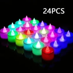 24/50pcs LED Electronic Candle Lamp, Round White Shell Nightlight, Small LED Light, For Valentine's Day, Christmas, Various Holiday Decoration
