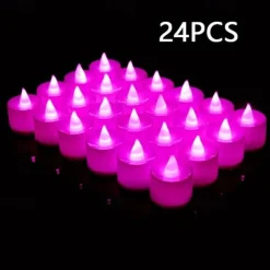 24/50pcs LED Electronic Candle Lamp, Round White Shell Nightlight, Small LED Light, For Valentine's Day, Christmas, Various Holiday Decoration