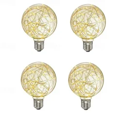 4pcs LED Globe Fairy Light Bulbs Starry Decorative Vintage Filament String Lights E26 E27 Festival Decorative 3W G95 2700K Warm White for Bathroom Bedroom Living Room