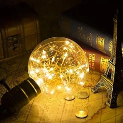 4pcs LED Globe Fairy Light Bulbs Starry Decorative Vintage Filament String Lights E26 E27 Festival Decorative 3W G95 2700K Warm White for Bathroom Bedroom Living Room