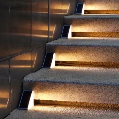 2pcs LED Groud Lights Solar Step Lights Outdoor Stair Lights LED Lens Design Super Bright IP67 Waterproof Anti-theft Stair Light Decor Lighting For Garden Deck Garden Lamp