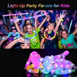 5/10/12pcs LED Jumbo Light Up Pop Fidget Tubes - Large Glow Sticks for Party Supplies and Stress Relief