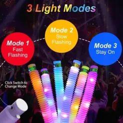 5/10/12pcs LED Jumbo Light Up Pop Fidget Tubes - Large Glow Sticks for Party Supplies and Stress Relief