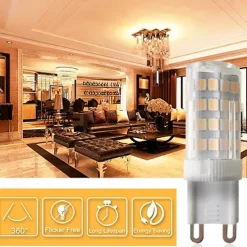 6pcs LED Light Bulb G9 Bi Pin Lamp 4W AC220V 52 LED SMD2835 Spotlight Chandelier Ceiling Light 40W Halogen Equivalent Warm Cold White AC110-240V Non-dimmable