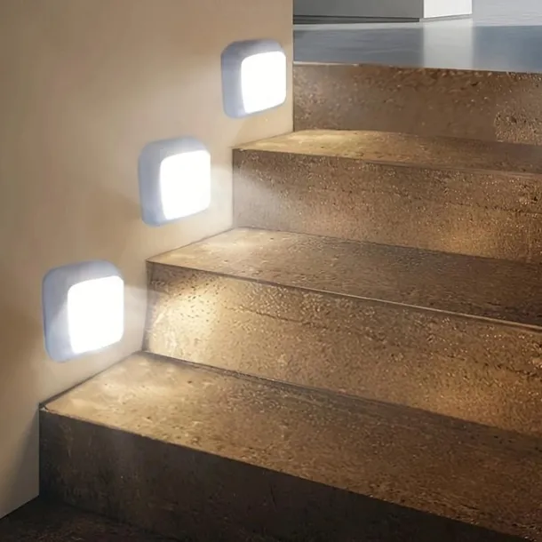 3pcs LED Motion Sensor Night Light Set, 6LED Closet Cabinet Sensor Light Automatic Infrared Activated Battery Powered for Novelty Place Closet, Cabinet, Stair, Bedroom, Corridor, Toilet, Wardrobe