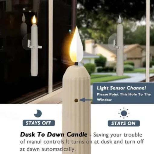 6pcs LED Taper Candles Flame Led Electronic Candle Warm Yellow Light with Suction Cups for Christmas Holidays New Year Window Fireplace Decoration for Halloween