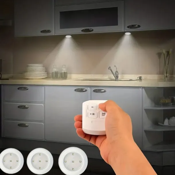 3pcs LED Touch Light Kit, LED Cabinet Light Wireless & Dimmable Warmwhite White for Bedrooms, Kitchens, Hallways