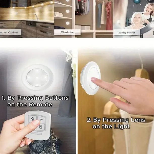3pcs LED Touch Light Kit, LED Cabinet Light Wireless & Dimmable Warmwhite White for Bedrooms, Kitchens, Hallways