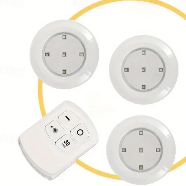 3pcs LED Touch Light Kit, LED Cabinet Light Wireless & Dimmable Warmwhite White for Bedrooms, Kitchens, Hallways