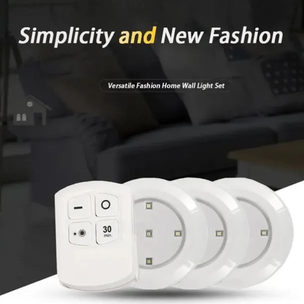 3pcs LED Touch Light Kit, LED Cabinet Light Wireless & Dimmable Warmwhite White for Bedrooms, Kitchens, Hallways