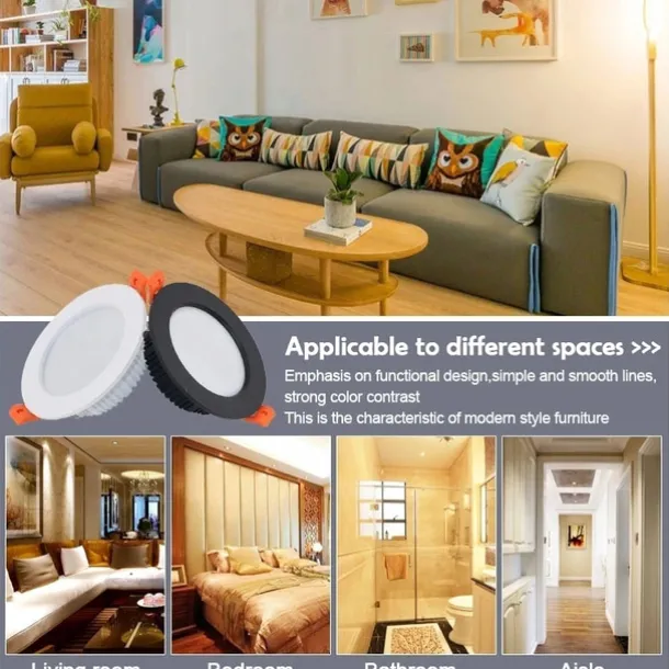 2Pcs LED Waterproof Downlight Dimmable Kitchen 220V Bathroom Toilet Eaves White Ceiling Lamp Spot Light