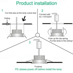 2Pcs LED Waterproof Downlight Dimmable Kitchen 220V Bathroom Toilet Eaves White Ceiling Lamp Spot Light