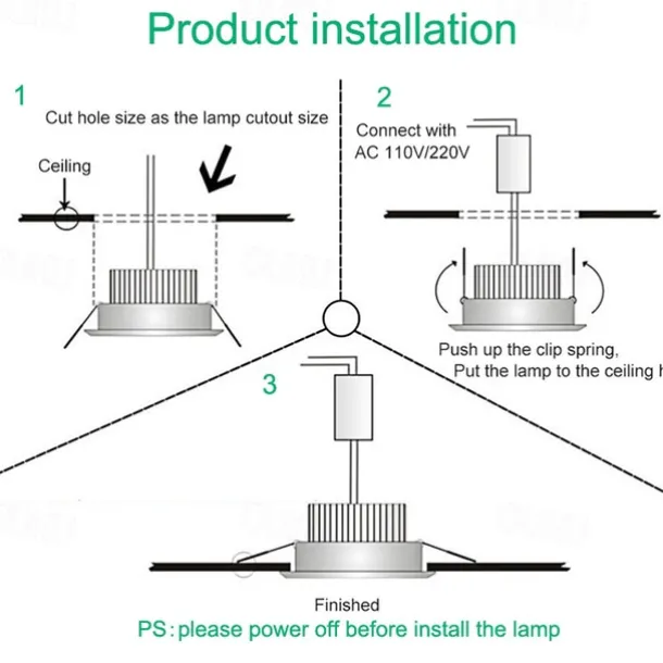 2Pcs LED Waterproof Downlight Dimmable Kitchen 220V Bathroom Toilet Eaves White Ceiling Lamp Spot Light