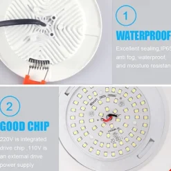 2Pcs LED Waterproof Downlight Dimmable Kitchen 220V Bathroom Toilet Eaves White Ceiling Lamp Spot Light