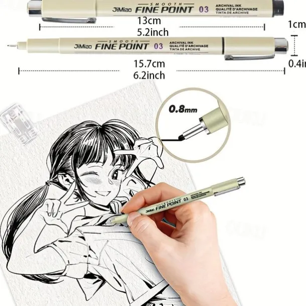 12Pcs Line Markers Plastic Drawing Pens Fine Point Line Painting Pens Compatible Writing Painting 005 01 02 03 04 05 08 Brush Different Tip Black Fineliner Sketching Pen