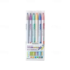 6/12pcs Magic Color Changing Highlighter Set, Double Tip Chisel Tip 12 Soft Colors Fluorescent Markers, Rainbow Pen Journal Cartoon DIY Notes Painting, Easter Decoration, Art Supplies