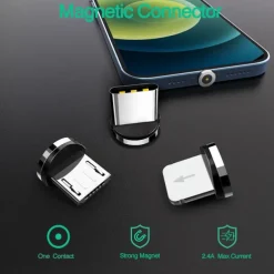 5Pcs Magnetic Plug Connector Universal For Round One Ponit Magnetic Cable Type C Micro USB Magnet Replacement Parts Mobile Phone Dust Plug Adapter Gift For Birthday/Valentines/Easter/Boy/Girlfriends