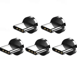 5Pcs Magnetic Plug Connector Universal For Round One Ponit Magnetic Cable Type C Micro USB Magnet Replacement Parts Mobile Phone Dust Plug Adapter Gift For Birthday/Valentines/Easter/Boy/Girlfriends