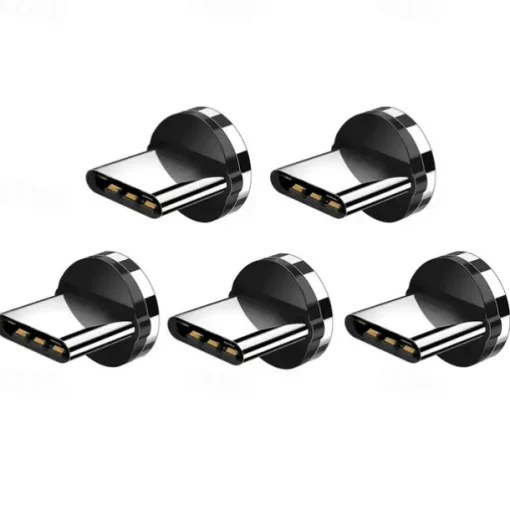 5Pcs Magnetic Plug Connector Universal For Round One Ponit Magnetic Cable Type C Micro USB Magnet Replacement Parts Mobile Phone Dust Plug Adapter Gift For Birthday/Valentines/Easter/Boy/Girlfriends