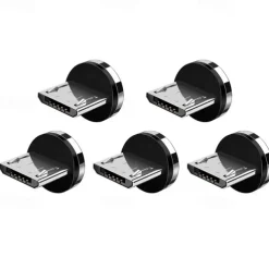 5Pcs Magnetic Plug Connector Universal For Round One Ponit Magnetic Cable Type C Micro USB Magnet Replacement Parts Mobile Phone Dust Plug Adapter Gift For Birthday/Valentines/Easter/Boy/Girlfriends