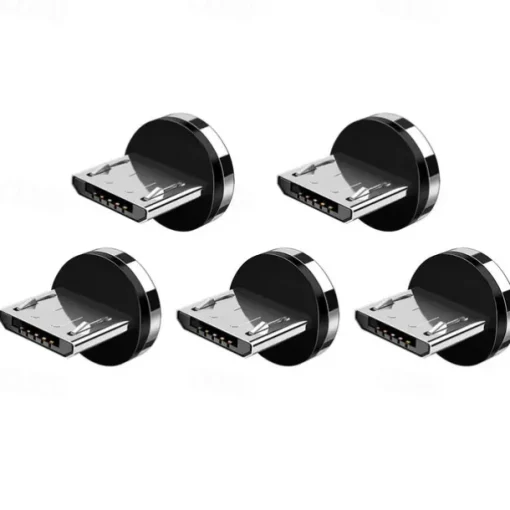 5Pcs Magnetic Plug Connector Universal For Round One Ponit Magnetic Cable Type C Micro USB Magnet Replacement Parts Mobile Phone Dust Plug Adapter Gift For Birthday/Valentines/Easter/Boy/Girlfriends