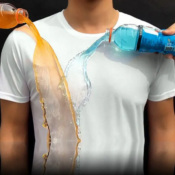 2pcs Men's Short Sleeve Waterproof T shirt Tee shirt Crew Neck Stain Resistant Top Outdoor Hydrophobic Stainproof Antifouling Quick Dry Lightweight Summer White Black Grey Fishing Climbing Beach