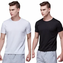2pcs Men's Short Sleeve Waterproof T shirt Tee shirt Crew Neck Stain Resistant Top Outdoor Hydrophobic Stainproof Antifouling Quick Dry Lightweight Summer White Black Grey Fishing Climbing Beach