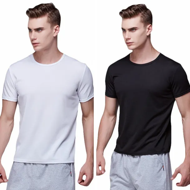 2pcs Men's Short Sleeve Waterproof T shirt Tee shirt Crew Neck Stain Resistant Top Outdoor Hydrophobic Stainproof Antifouling Quick Dry Lightweight Summer White Black Grey Fishing Climbing Beach