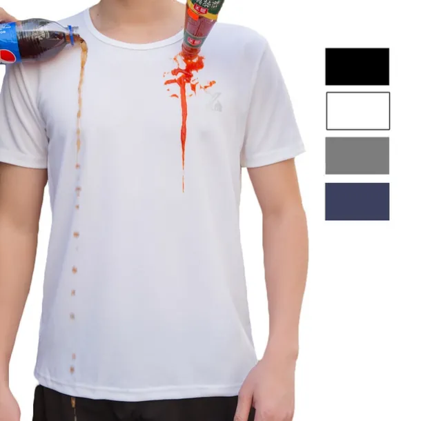 2pcs Men's Short Sleeve Waterproof T shirt Tee shirt Crew Neck Stain Resistant Top Outdoor Hydrophobic Stainproof Antifouling Quick Dry Lightweight Summer White Black Grey Fishing Climbing Beach