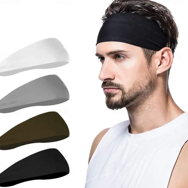 4PCS Men's Sports Headband Sweatband Sports Workout Track and Field Headband Elastic Moisture-wicking Unisex Headband Headband