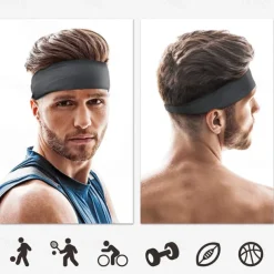 4PCS Men's Sports Headband Sweatband Sports Workout Track and Field Headband Elastic Moisture-wicking Unisex Headband Headband