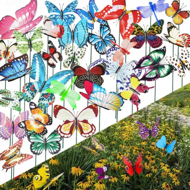 20pcs Metal Wire Butterfly Plant Stakes Garden Decor Butterfly Stakes Outdoor Yard Planter Flower Pot Bed Yard Garden Lawn Decor