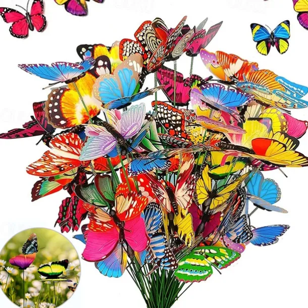 20pcs Metal Wire Butterfly Plant Stakes Garden Decor Butterfly Stakes Outdoor Yard Planter Flower Pot Bed Yard Garden Lawn Decor
