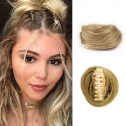 2Pcs Mini Claw Fake Space Hair Bun Clip in Messy Bun Synthetic Hair Chignon Donut Hair Bun Extensions Wig Accessory Ponytail Updo Hair Pieces for Women Girls and Kids