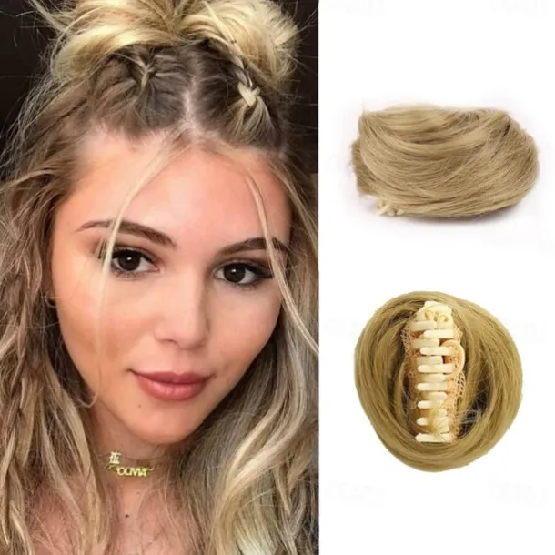 2Pcs Mini Claw Fake Space Hair Bun Clip in Messy Bun Synthetic Hair Chignon Donut Hair Bun Extensions Wig Accessory Ponytail Updo Hair Pieces for Women Girls and Kids