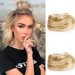 2Pcs Mini Claw Fake Space Hair Bun Clip in Messy Bun Synthetic Hair Chignon Donut Hair Bun Extensions Wig Accessory Ponytail Updo Hair Pieces for Women Girls and Kids