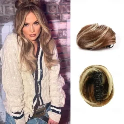 2Pcs Mini Claw Fake Space Hair Bun Clip in Messy Bun Synthetic Hair Chignon Donut Hair Bun Extensions Wig Accessory Ponytail Updo Hair Pieces for Women Girls and Kids
