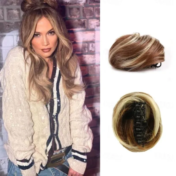 2Pcs Mini Claw Fake Space Hair Bun Clip in Messy Bun Synthetic Hair Chignon Donut Hair Bun Extensions Wig Accessory Ponytail Updo Hair Pieces for Women Girls and Kids