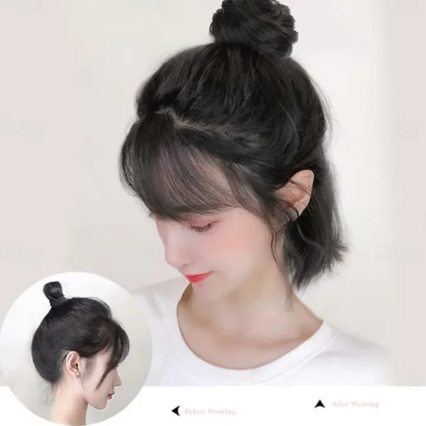 2Pcs Mini Claw Fake Space Hair Bun Clip in Messy Bun Synthetic Hair Chignon Donut Hair Bun Extensions Wig Accessory Ponytail Updo Hair Pieces for Women Girls and Kids