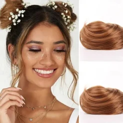 2Pcs Mini Claw Fake Space Hair Bun Clip in Messy Bun Synthetic Hair Chignon Donut Hair Bun Extensions Wig Accessory Ponytail Updo Hair Pieces for Women Girls and Kids