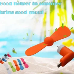 5PCS Mini Portable Type-C Phone Fan – USB Charging Handheld Cooling Fan for Android Mobile Phones