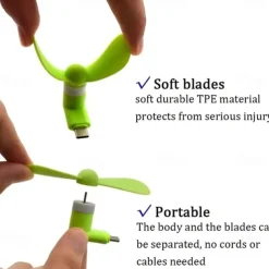 5PCS Mini Portable Type-C Phone Fan – USB Charging Handheld Cooling Fan for Android Mobile Phones