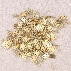 50pcs Mini Pure Copper Hinges Retro Brass Hinges With 200 Pieces Replacement Screws For Wooden Box Jewelry Chest Box Cabinet DIY Accessories (10 X 8mm/0.4 X 0.3inch)