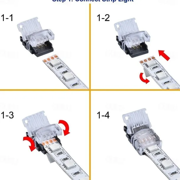 5PCS 10mm RGB No-Waterproof 4 Pin LED Strip Connector With 22# UL Listed 3M 4 Conductor Line DIY Both Strip to Power Lead or Board to Board Jumper