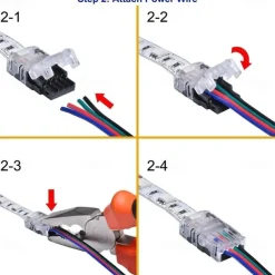 5PCS 10mm RGB No-Waterproof 4 Pin LED Strip Connector With 22# UL Listed 3M 4 Conductor Line DIY Both Strip to Power Lead or Board to Board Jumper