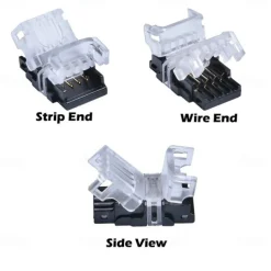 5PCS 10mm RGB No-Waterproof 4 Pin LED Strip Connector With 22# UL Listed 3M 4 Conductor Line DIY Both Strip to Power Lead or Board to Board Jumper